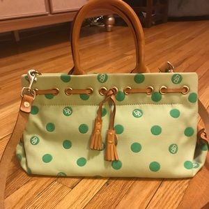 Mint green polka dot Dooney Bourke purse